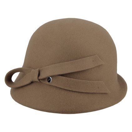Béžový dámský plstěný klobouk cloche Fléchet