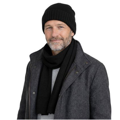 Černý pánský set – šála a čepice – Fiebig Mika