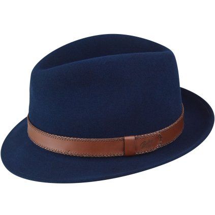 Pánský tmavě modrý vlněný klobouk fedora – Bailey Perry