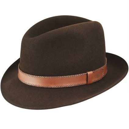 Pánský hnědý vlněný klobouk fedora – Bailey Perry