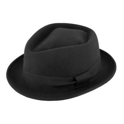 Černý klobouk trilby Diamond Woolfelt – Fiebig