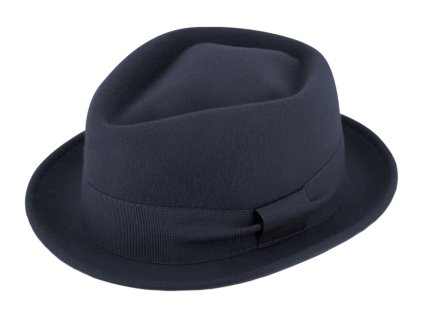 Trilby klobouk vlněný Fiebig  - modrý s modrou stuhou - Diamond Woolfelt