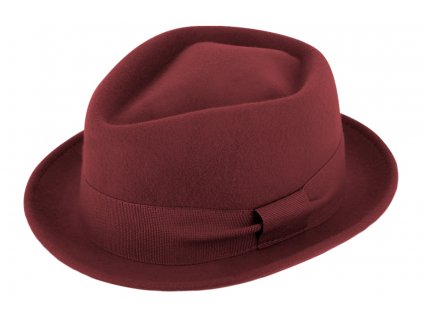 Trilby klobouk vlněný Fiebig  - bordó s bordó stuhou - Diamond Woolfelt