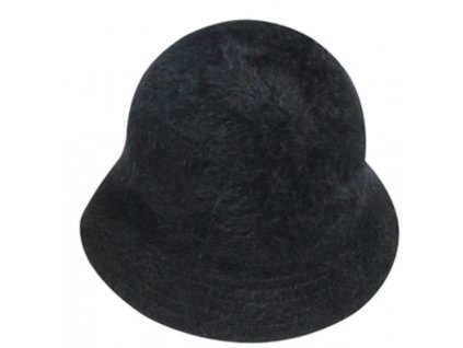 Chlupatý černý angorový klobouček - Bucket Hat