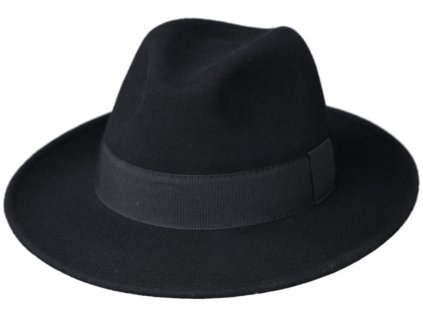 Černý klobouk plstěný - černý s černou stuhou - Bogart