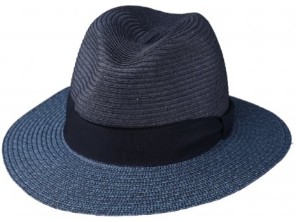 Letní modrý fedora klobouk od Fiebig Traveller Toyo modrý :2478520