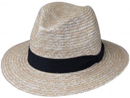 Cestovní slaměný klobouk z pletené slámy s grosgrainovou stuhou