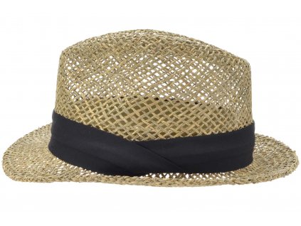 Slaměný klobouk z mořské trávy s černou stuhou - Trilby