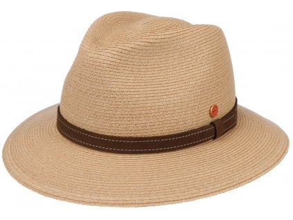 Luxusní nemačkavý béžový klobouk Fedora - ručně šitý, UV faktor 80 -  Mayser Mathis