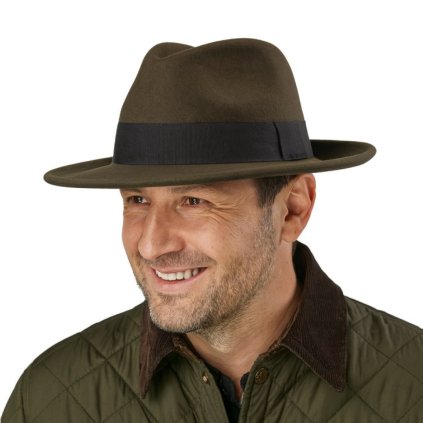 Olivový klobouk plstěný - olivový s černou stuhou - Bogart