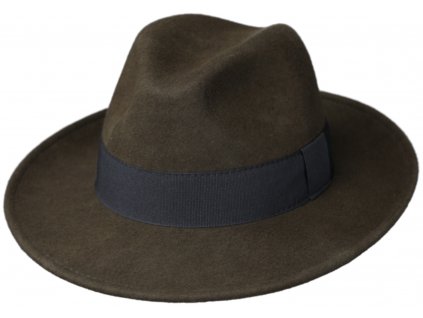 Olivový klobouk plstěný - olivový s černou stuhou - Bogart