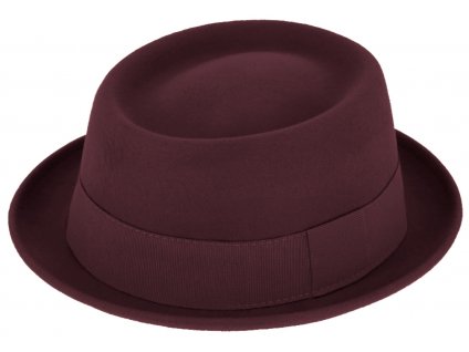 Plstěný klobouk porkpie - Fiebig  - bordó klobouk