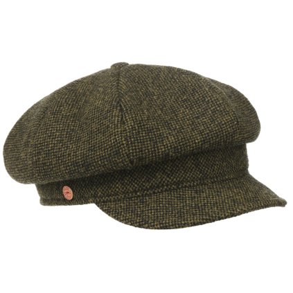 8-dílna bekovka od Mayser - Coco Tweed Newsboy Cap - zelený tvíd