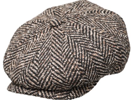 Extra objemná bekovka Hatteras od Fiebig - Vlna / 8-Panel Cap Fischgraet Bakerboy Herringbone