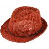Slaměný skořicový klobouk s koženou stuhou - Trilby Raffia Crochet