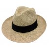 Pánský slaměný Bogart klobouk z mořské trávy s černou stuhou - Fedora