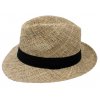 Pánský slaměný Bogart klobouk s kratší krempou z mořské trávy s černou stuhou - Fedora