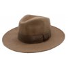 Cestovní klobouk vlněný od Fiebig s širší krempou - hnědý s hnědou stuhou