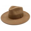 Cestovní klobouk vlněný od Fiebig s širší krempou - béžový s béžovou stuhou