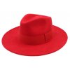Dámský klobouk vlněný od Fiebig s širší krempou - červený s červenou stuhou