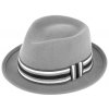 Trilby klobouk vlněný Fiebig  - šedý s rypsovou stuhou