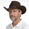 Westernový hnědý klobouk s koženým řemínkem - Reno