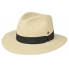 Luxusní  panamský klobouk Fedora Bogart s černou stuhou - ručně pletený, UV faktor 80 -  Ekvádorská panama - Mayser Menton