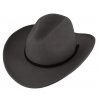 Měkký tmavě šedý klobouk ve stylu western - tvárný (tvarovatelná krempa) s drátem po okraji a koženým řemínkem