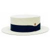Letní slaměný boater klobouk s tmavěmodrou stuhou - panamský klobouk - Gondolo Panama Mayser