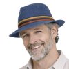 Letní crushable modrý fedora klobouk od Fiebig - Traveller Toyo