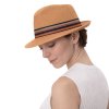 Letní crushable fedora klobouk od Fiebig - Traveller Toyo Cognac