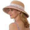 Dámský letní slaměný klobouk Cloche - látková tvarovatelná krempa