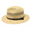 Slaměný klobouk  s hnědým koženým páskem - Fedora