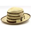 Dvoubarevný panamský klobouk Fedora Bogart s hedvábnou stuhou - ručně pletený -  Ekvádorská panama - Marone