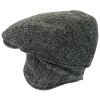 Zimní vlněná bekovka  - driver cap od CTH Ericson Spencer - Harris Tweed Black