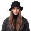 Černý dámský zimní klobouček cloche s mašlí – Fiebig