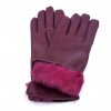 Dámské vínové kožené rukavice s kožíškem, vlněná podšívka - Carlsbad Hat