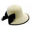 Dámský letní klobouk Cloche - zkrácená krempa vzadu a černá mašle
