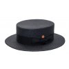 Letní slaměný černý boater klobouk - panamský klobouk - Gondolo Panama Mayser
