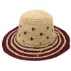 Dámský nemačkavý slaměný klobouk bordo s tvarovatelnou krempou