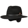 Cestovní nemačkavý voděodolný černý klobouk Mayser - Earflap Georgia Traveller (s ušní klapkami)