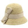 Dámský slaměný klobouk Cloche s béžovou mašlí