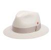 Luxusní nemačkavý bílý klobouk Fedora - ručně šitý - Mayser Mathis