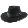 Černý pánský klobouk RELOADED – ručně zdobený vlněný klobouk s vintage efektem