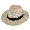 Slaměný klobouk z mořské trávy s černou stuhou - Fedora