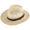 Slaměný klobouk z mořské trávy s hnědou stuhou - Fedora