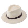 Letní panamský klobouk Fedora Natur s koženým páskem - Ekvádorská panama