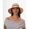 Dámský béžový letní klobouk Cloche s černou mašli