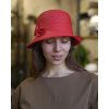 Letní dámský nemačkavý červený klobouk s mašličkou - cloche - Seeberger