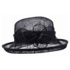 Cloche černý slavnostní klobouček s ozdobou - ze sisálové slámy